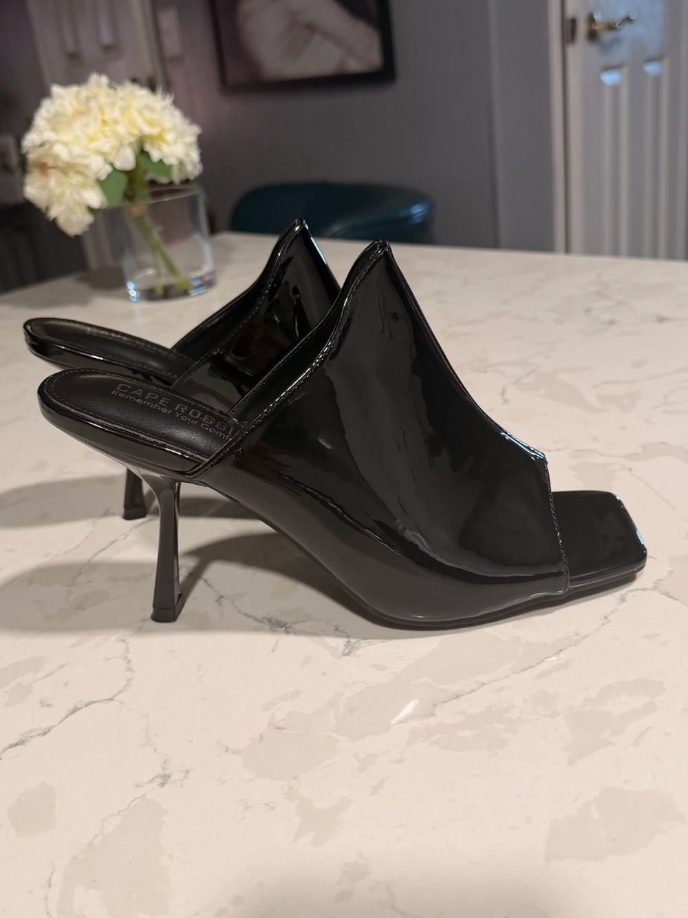 Cape Robbin Black Patent Slip-On Stiletto Mule